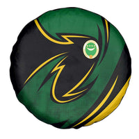 Comoros Spare Tire Cover with Green Black Yellow Swirl Design and National Emblem Pattern