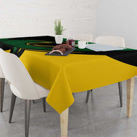 Comoros Tablecloth with Green Black Yellow Swirl Design and National Emblem Pattern