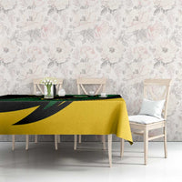 Comoros Tablecloth with Green Black Yellow Swirl Design and National Emblem Pattern