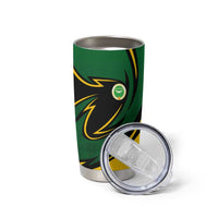 Comoros Tumbler Cup with Green Black Yellow Swirl Design and National Emblem Pattern