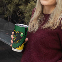 Comoros Tumbler Cup with Green Black Yellow Swirl Design and National Emblem Pattern
