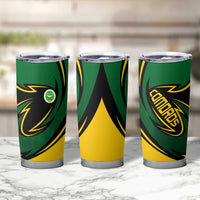 Comoros Tumbler Cup with Green Black Yellow Swirl Design and National Emblem Pattern
