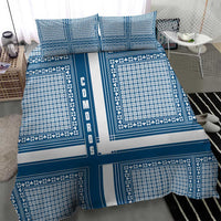 Comoros Bedding Set with Blue and White Traditional Geometric Pattern and National Flag Detail