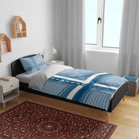 Comoros Bedding Set with Blue and White Traditional Geometric Pattern and National Flag Detail