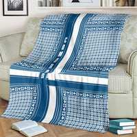 Comoros Blanket with Blue and White Traditional Geometric Pattern and National Flag Detail