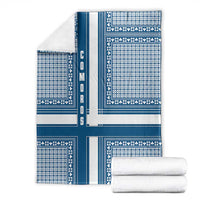 Comoros Blanket with Blue and White Traditional Geometric Pattern and National Flag Detail