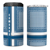 Comoros 4 in 1 Can Cooler Tumbler with Blue and White Traditional Geometric Pattern and National Flag Detail