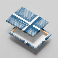 Comoros Canvas Wall Art with Blue and White Traditional Geometric Pattern and National Flag Detail