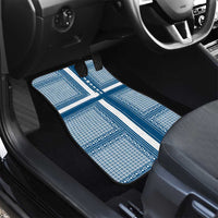 Comoros Car Mats with Blue and White Traditional Geometric Pattern and National Flag Detail