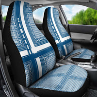 Comoros Car Seat Cover with Blue and White Traditional Geometric Pattern and National Flag Detail