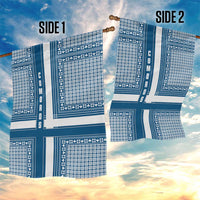 Comoros Garden Flag with Blue and White Traditional Geometric Pattern and National Flag Detail