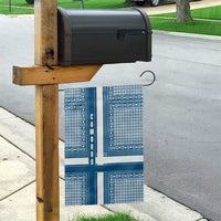 Comoros Garden Flag with Blue and White Traditional Geometric Pattern and National Flag Detail