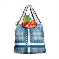 Comoros Grocery Bag with Blue and White Traditional Geometric Pattern and National Flag Detail