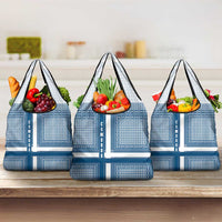 Comoros Grocery Bag with Blue and White Traditional Geometric Pattern and National Flag Detail