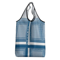Comoros Grocery Bag with Blue and White Traditional Geometric Pattern and National Flag Detail