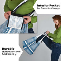 Comoros Grocery Bag with Blue and White Traditional Geometric Pattern and National Flag Detail