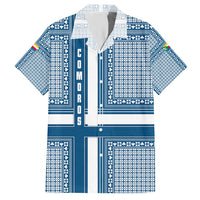 Comoros Hawaiian Shirt with Blue and White Traditional Geometric Pattern and National Flag Detail
