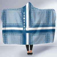 Comoros Hooded Blanket with Blue and White Traditional Geometric Pattern and National Flag Detail