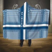 Comoros Hooded Blanket with Blue and White Traditional Geometric Pattern and National Flag Detail