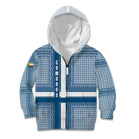 Comoros Kid Hoodie with Blue and White Traditional Geometric Pattern and National Flag Detail