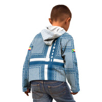 Comoros Kid Hoodie with Blue and White Traditional Geometric Pattern and National Flag Detail