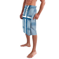 Comoros Lavalava with Blue and White Traditional Geometric Pattern and National Flag Detail