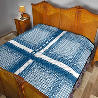 Comoros Quilt with Blue and White Traditional Geometric Pattern and National Flag Detail