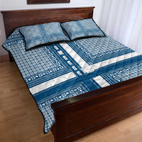 Comoros Quilt Bed Set with Blue and White Traditional Geometric Pattern and National Flag Detail