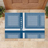 Comoros Rubber Doormat with Blue and White Traditional Geometric Pattern and National Flag Detail