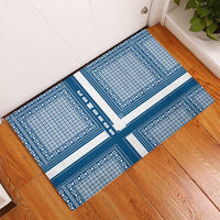 Comoros Rubber Doormat with Blue and White Traditional Geometric Pattern and National Flag Detail