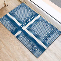 Comoros Rubber Doormat with Blue and White Traditional Geometric Pattern and National Flag Detail