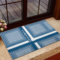 Comoros Rubber Doormat with Blue and White Traditional Geometric Pattern and National Flag Detail