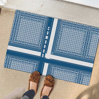 Comoros Rubber Doormat with Blue and White Traditional Geometric Pattern and National Flag Detail