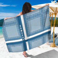 Comoros Sarong with Blue and White Traditional Geometric Pattern and National Flag Detail