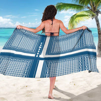 Comoros Sarong with Blue and White Traditional Geometric Pattern and National Flag Detail