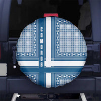 Comoros Spare Tire Cover with Blue and White Traditional Geometric Pattern and National Flag Detail
