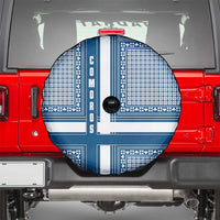 Comoros Spare Tire Cover with Blue and White Traditional Geometric Pattern and National Flag Detail