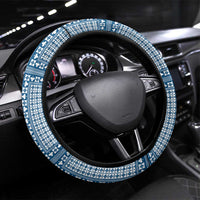 Comoros Steering Wheel Cover with Blue and White Traditional Geometric Pattern and National Flag Detail