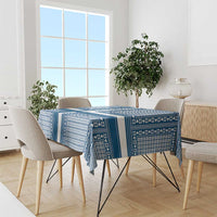 Comoros Tablecloth with Blue and White Traditional Geometric Pattern and National Flag Detail