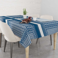 Comoros Tablecloth with Blue and White Traditional Geometric Pattern and National Flag Detail