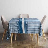 Comoros Tablecloth with Blue and White Traditional Geometric Pattern and National Flag Detail