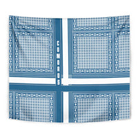 Comoros Tapestry with Blue and White Traditional Geometric Pattern and National Flag Detail