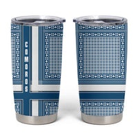 Comoros Tumbler Cup with Blue and White Traditional Geometric Pattern and National Flag Detail