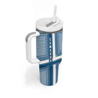 Comoros Tumbler With Handle with Blue and White Traditional Geometric Pattern and National Flag Detail