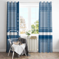 Comoros Window Curtain with Blue and White Traditional Geometric Pattern and National Flag Detail