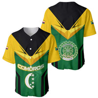 Comoros Baseball Jersey with National Colors Green Yellow Black Crescent Moon and Stars Emblem