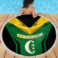 Comoros Beach Blanket with National Colors Green Yellow Black Crescent Moon and Stars Emblem