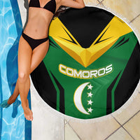 Comoros Beach Blanket with National Colors Green Yellow Black Crescent Moon and Stars Emblem