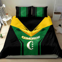 Comoros Bedding Set with National Colors Green Yellow Black Crescent Moon and Stars Emblem