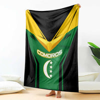 Comoros Blanket with National Colors Green Yellow Black Crescent Moon and Stars Emblem